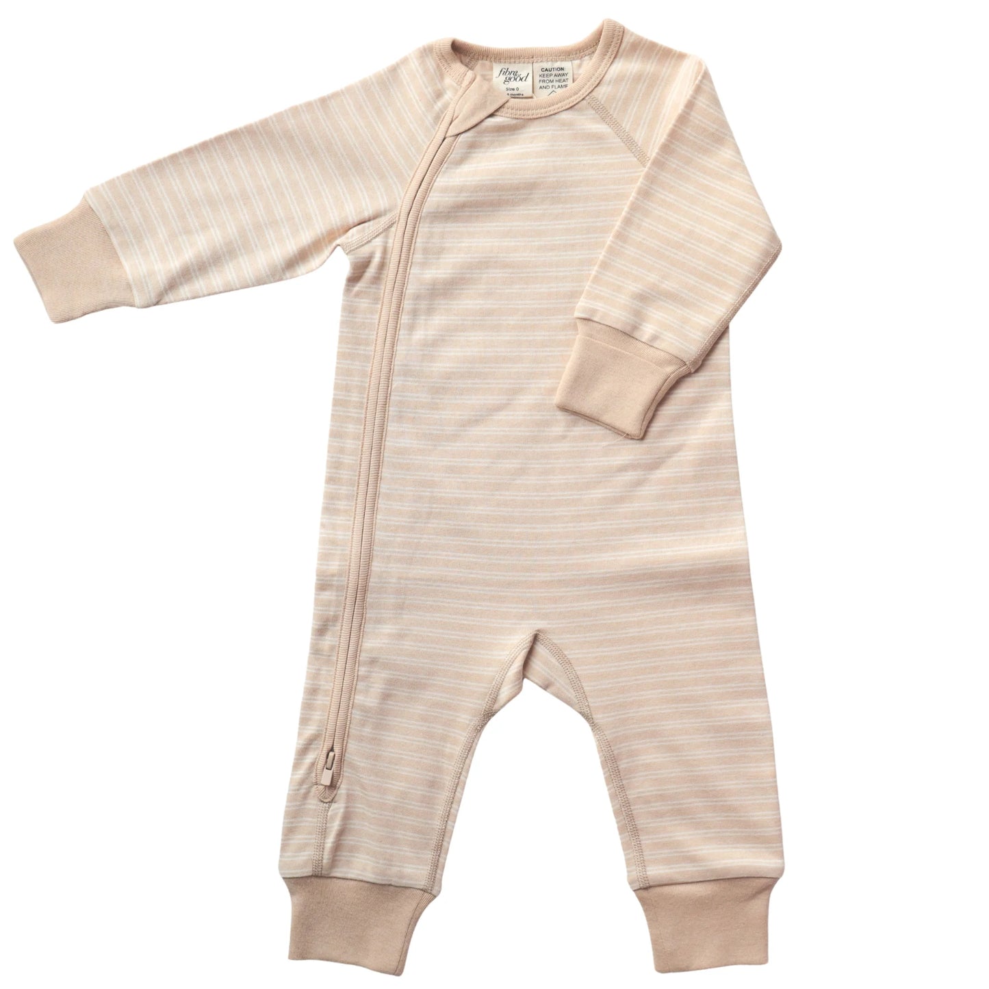 Undyed Organic Cotton Double Stripe Side Zip Romper