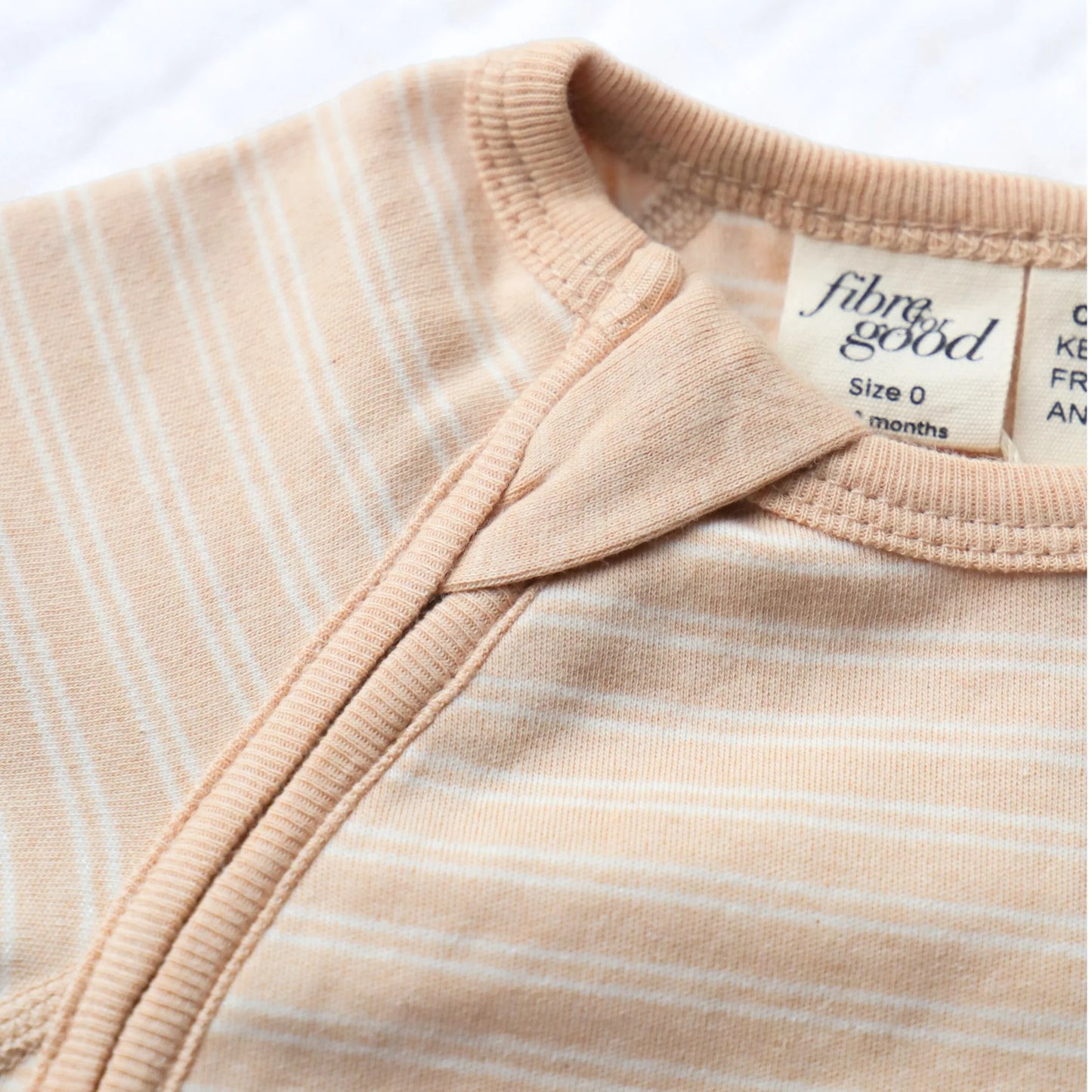 Undyed Organic Cotton Double Stripe Side Zip Romper