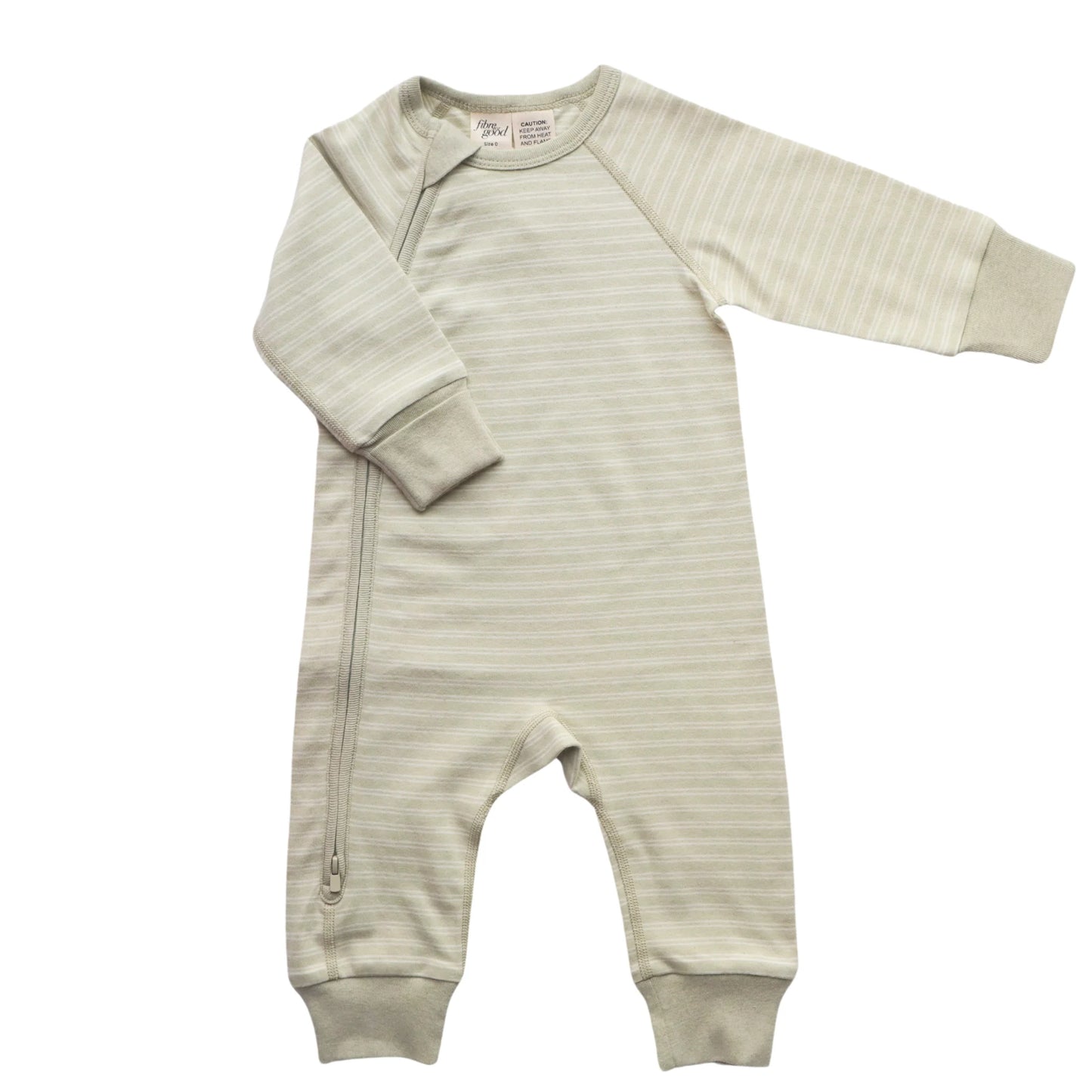 Undyed Organic Cotton Double Stripe Side Zip Romper